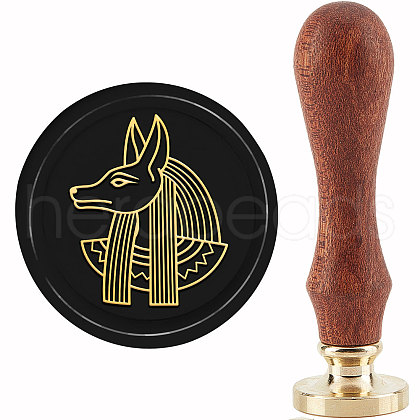 Brass Wax Seal Stamp with Handle AJEW-WH0184-1133-1