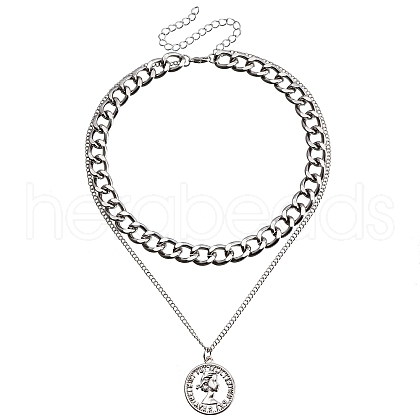 Alloy Crystal Rhinestone & Resin White Shell Woman Pendant Double Layer Necklaces PW-WG4EEFC-07-1