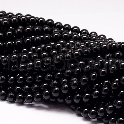 Natural Black Tourmaline Beads Strands G-P132-16-8mm-1