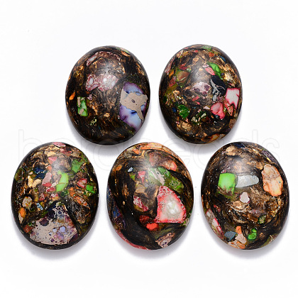 Assembled Synthetic Imperial Jasper and Bronzite  Cabochons G-R457-01A-1