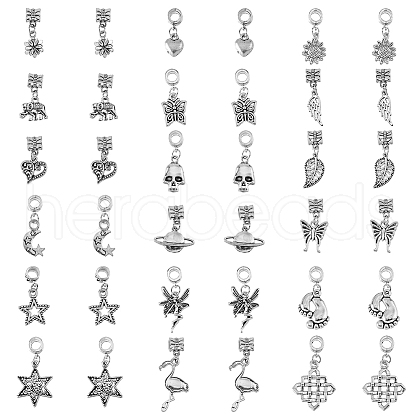 SUPERFINDINGS 72pcs 18 styles Alloy European Dangle Charms FIND-FH0008-45-1