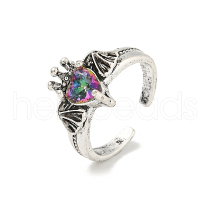 Zinc Alloy Rhinestone Solitaire Ring RJEW-Z048-03AS-01-1