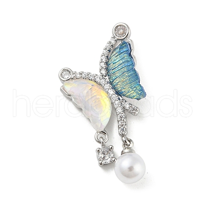 Brass with Cubic Zirconia and Plastic Pendants KK-Z032-01D-P-1