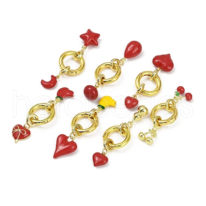 Brass Enamel Spring Gate Rings KK-M322-08G-1