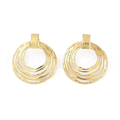 Ion Plating(IP) 304 Stainless Steel Multi-Layer Wire Ring Stud Earrings for Women EJEW-Z068-21G-1