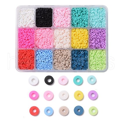 150G 15 Colors Handmade Polymer Clay Beads CLAY-JP0001-14-4mm-1