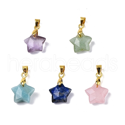 Faceted Natural Mixed Gemstone Charms G-N326-142-M-1