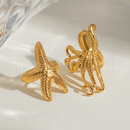304 Stainless Steel Cuff Earrings EJEW-D306-03G-1