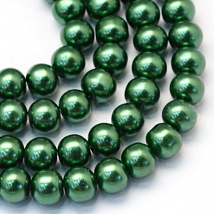 Baking Painted Pearlized Glass Pearl Round Bead Strands X-HY-Q003-10mm-71-1