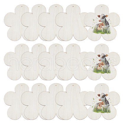 DICOSMETIC 15Pcs Unfinished Wood Pendant Decorations WOOD-DC0001-25C-1