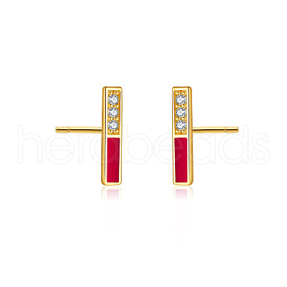 Rectangle S925 Sterling Silver Stud Earrings KX7228-5-1