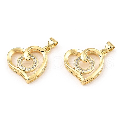 Rack Plating Brass Micro Pave Clear Cubic Zirconia Pendants KK-M253-04G-1