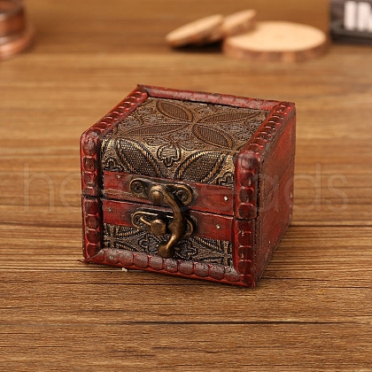 Square Retro Wood Jewelry Set Storage Organizer Boxes with Clasps PW-WG78AA1-05-1