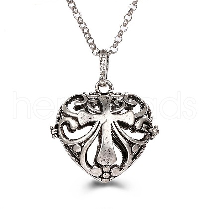 Angel Wing Alloy Aromatherapy Bead Cage Pendant Oil Necklace Heart Hollow Necklaces XV8359-5-1