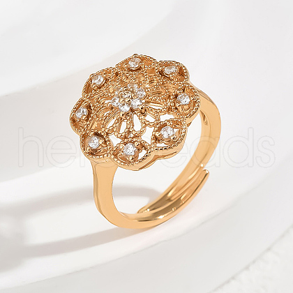 Elegant Adjustable Brass Micro Pave Cubic Zirconia Finger Rings for Women DH1507-5-1