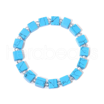 Square Synthetic Turquoise Beaded Bracelets for Women Men DR6998-4-1