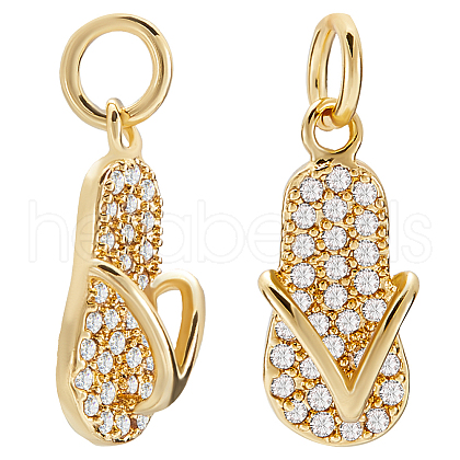Beebeecraft 8Pcs Brass Micro Pave Cubic Zirconia Pendants RB-BBC0001-02-1