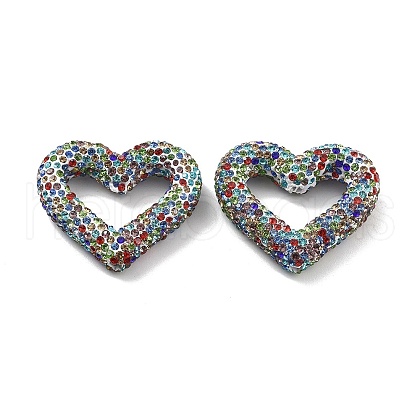Heart Shape Polymer Clay Rhinestone Beads CLAY-NH0001-09A-01-1