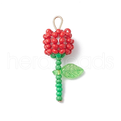 Grade A Round Glass Seed Beads Acrylic Flower Charms PALLOY-MZ00690-04-1