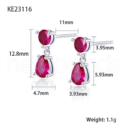 Cubic Zirconia Teardrop Dangle Stud Earrings SC9593-04-1