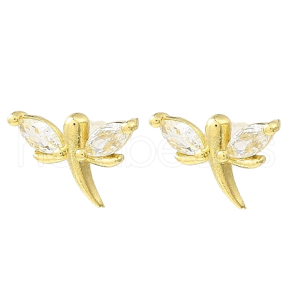 Dragonfly Real 18K Gold Plated Brass Stud Earrings EJEW-L270-09G-01-1