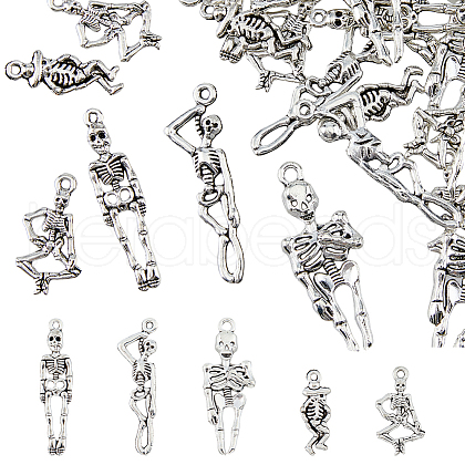 HOBBIESAY 60Pcs 5 Styles Tibetan Style Alloy Pendants FIND-HY0002-80-1