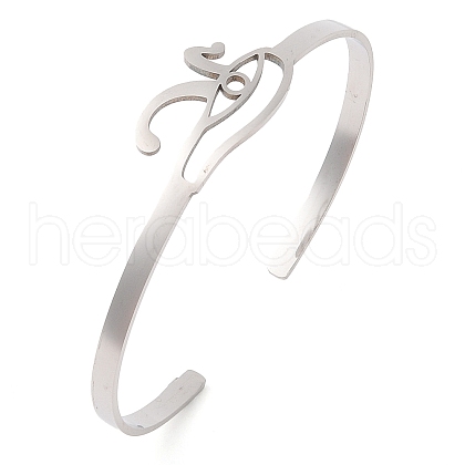 201 Stinless Steel God Eye of Horus Cuff Bangles for Women BJEW-P337-01P-1