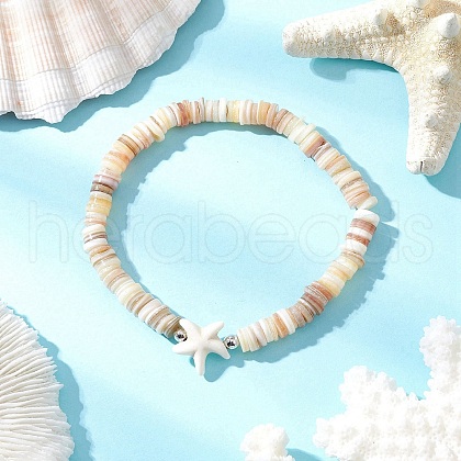 Natural Cultured Freshwater Pearl and Synthetic Turquoise Beads Stretch Bracelets BJEW-JB11875-02-1