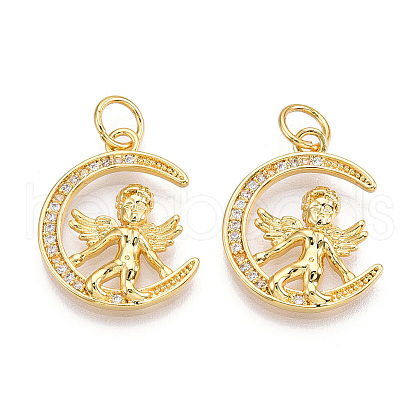 Brass Micro Pave Cubic Zirconia Cross Pendants ZIRC-T016-01G-1