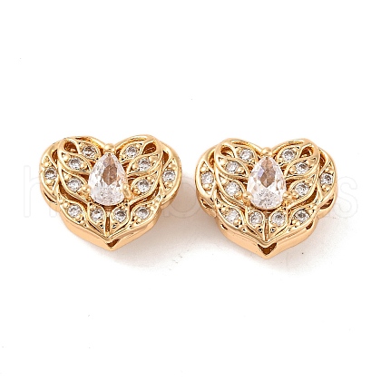 Brass Micro Pave Clear Cubic Zirconia Beads KK-S389-20G-1