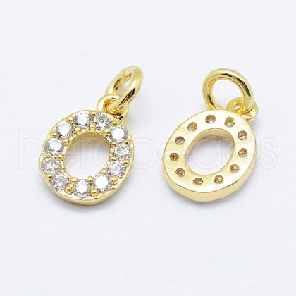 Brass Micro Pave Grade AAA Cubic Zirconia Charms ZIRC-P067-11G-O-NR-1