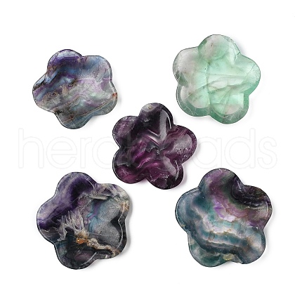 Natural Fluorite Carved Flower Figurines Statues for Home Desktop Decoration  DJEW-A016-02-1