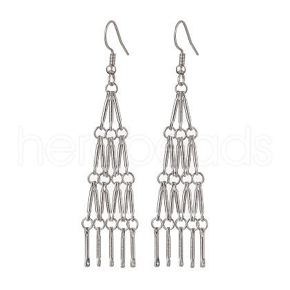 304 Stainless Steel Link Bar Dangle Earrings EJEW-JE05966-02-1