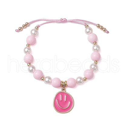 Adjustable Round Acrylic Braided Bead Bracelets BJEW-JB10644-01-1