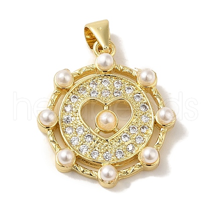 Rack Plating Brass Micro Pave Clear Cubic Zirconia Pendants KK-P267-04B-G-1