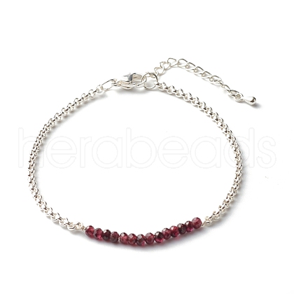 Natural Garnet Beaded Bracelets BJEW-JB06384-01-1