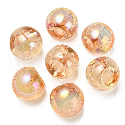 UV Plating Rainbow Iridescent Acrylic Beads OACR-G012-06G-1