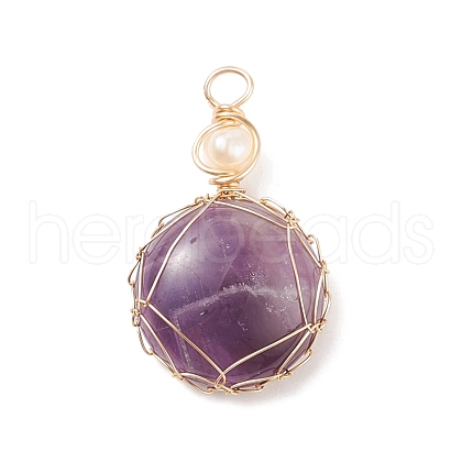 Natural Amethyst Pendants PALLOY-JF01556-01-1