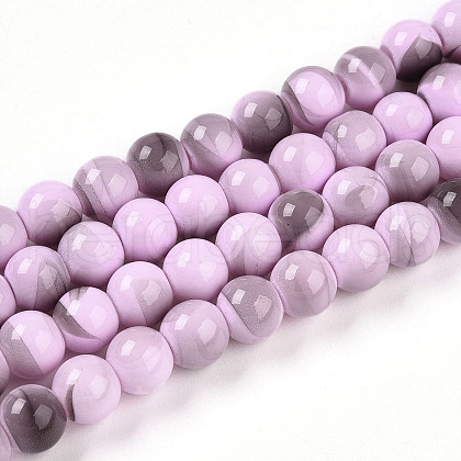 Baking Painted Glass Beads Strands DGLA-N013-8mm-08-1