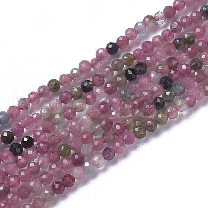 Natural Pink Tourmaline Beads Strands X-G-F596-06-2mm-1