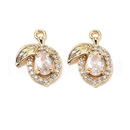 Brass Micro Pave Clear Cubic Zirconia Pendants KK-A259-21G-1