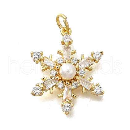 Brass Micro Pave Cubic Zirconia with ABS imitation pearl Pendants KK-D295-25G-1