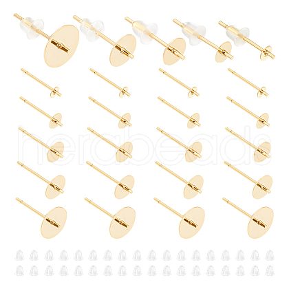 Unicraftale 50Pcs 5 Styles Brass Studs Earrings Finding KK-UN0003-33-1