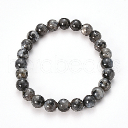 Natural Larvikite Beaded Stretch Bracelets BJEW-Q692-36-8mm-1