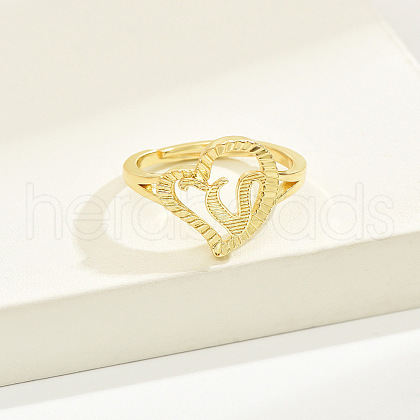 Brass Alphabet Adjustable Rings for Women WGC8F9D-22-1