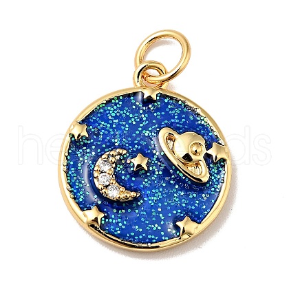 Rack Plating Brass Micro Pave Cubic Zirconia Pendants KK-H431-09G-A-1