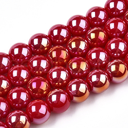 Electroplate Opaque Glass Beads Strands GLAA-T032-P8mm-AB04-1