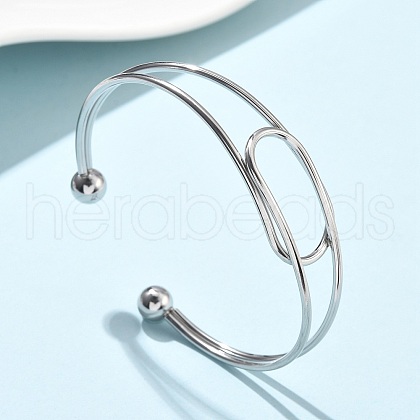 304 Stainless Steel Cuff Bangles BJEW-L682-034P-1
