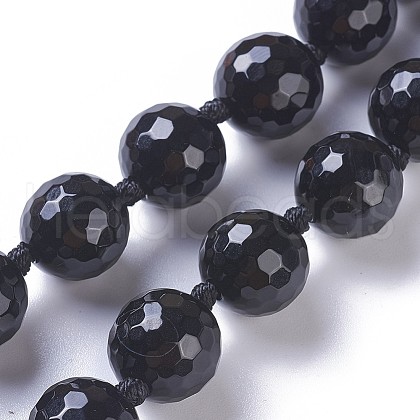 Dyed & Heated Natural Black Agate Beads Strands G-F620-05A-14mm-1