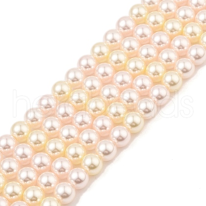 Baking Painted Pearlized Glass Pearl Round Bead Strands PEAR-H019-02C-07-1